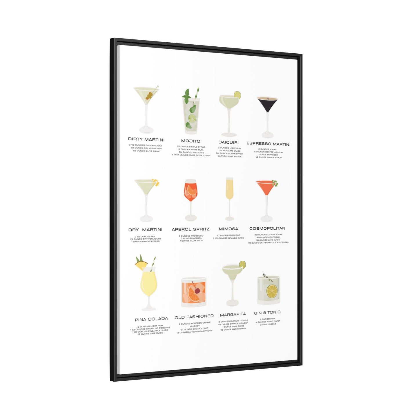 Bar and Kitchen Decor - Mix Drinks Wall Art