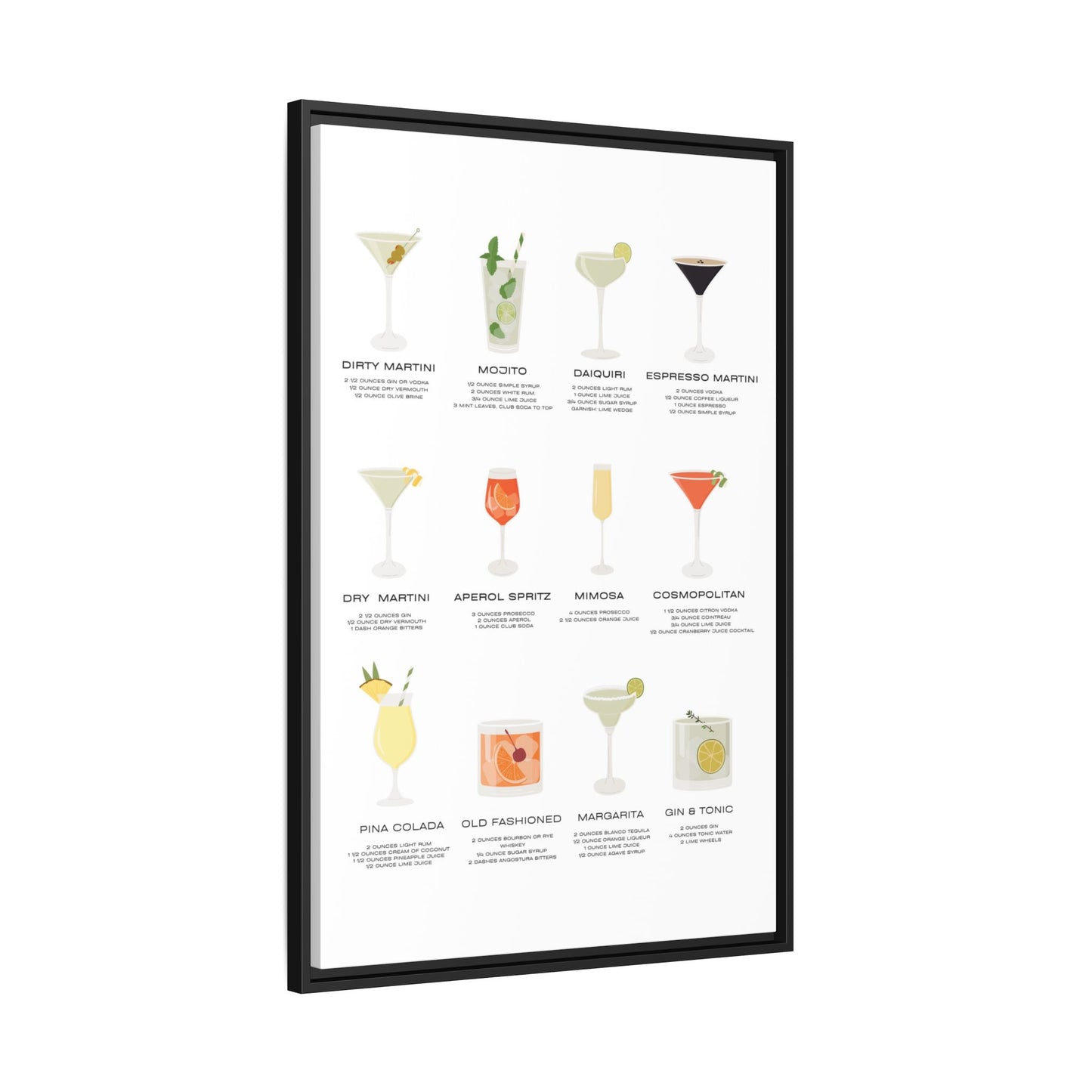 Bar and Kitchen Decor - Mix Drinks Wall Art