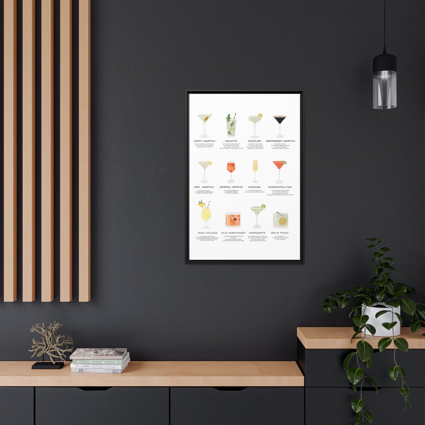 Bar and Kitchen Decor - Mix Drinks Wall Art