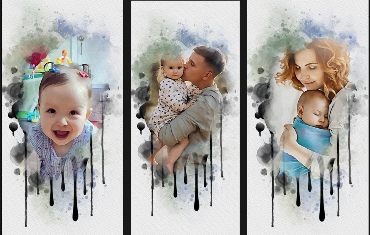 Custom Watercolor Cellphone Wallpaper from Photo, Personalized Gift Set of Three Wallpapers - Digital File Only