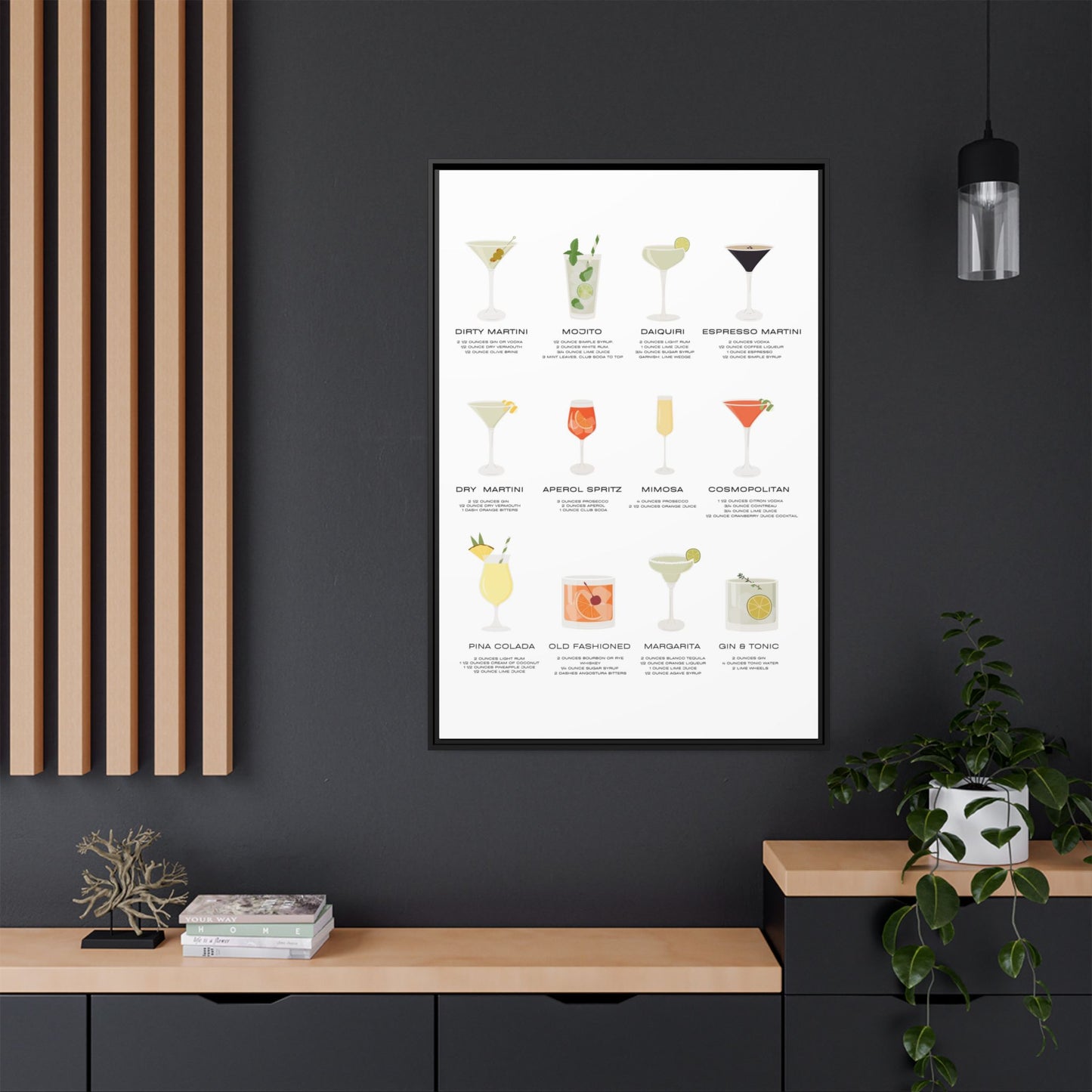 Bar and Kitchen Decor - Mix Drinks Wall Art
