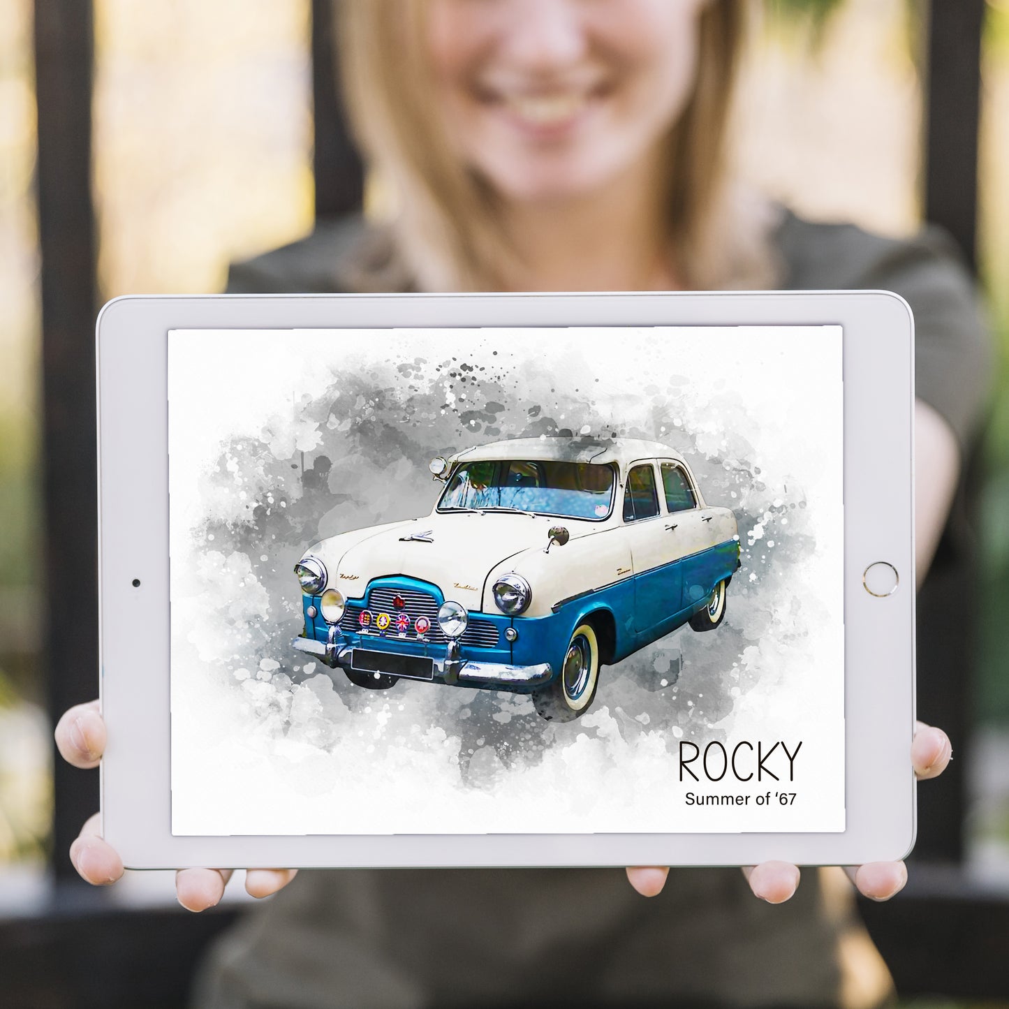 Personalized Watercolor Effect from Photo - Car Picture