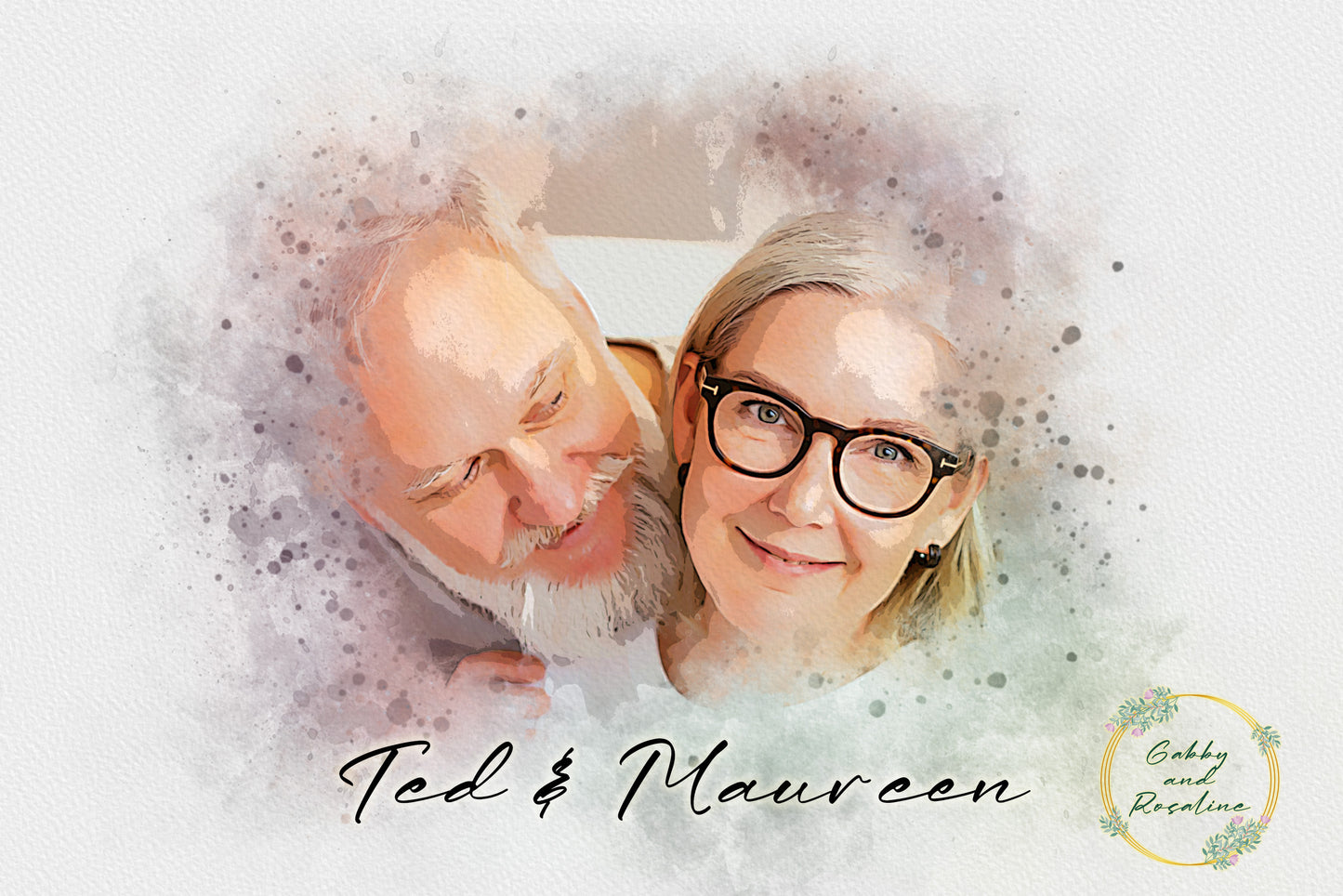Personalized Custom Watercolor Effect from Photo - Couples