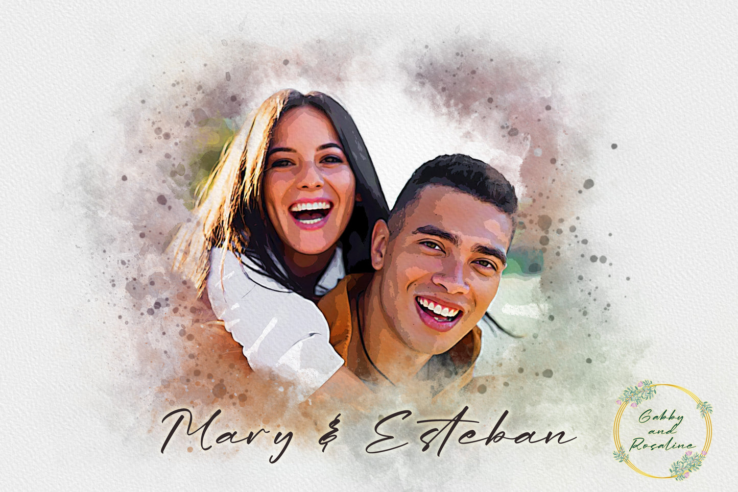 Personalized Custom Watercolor Effect from Photo - Couples