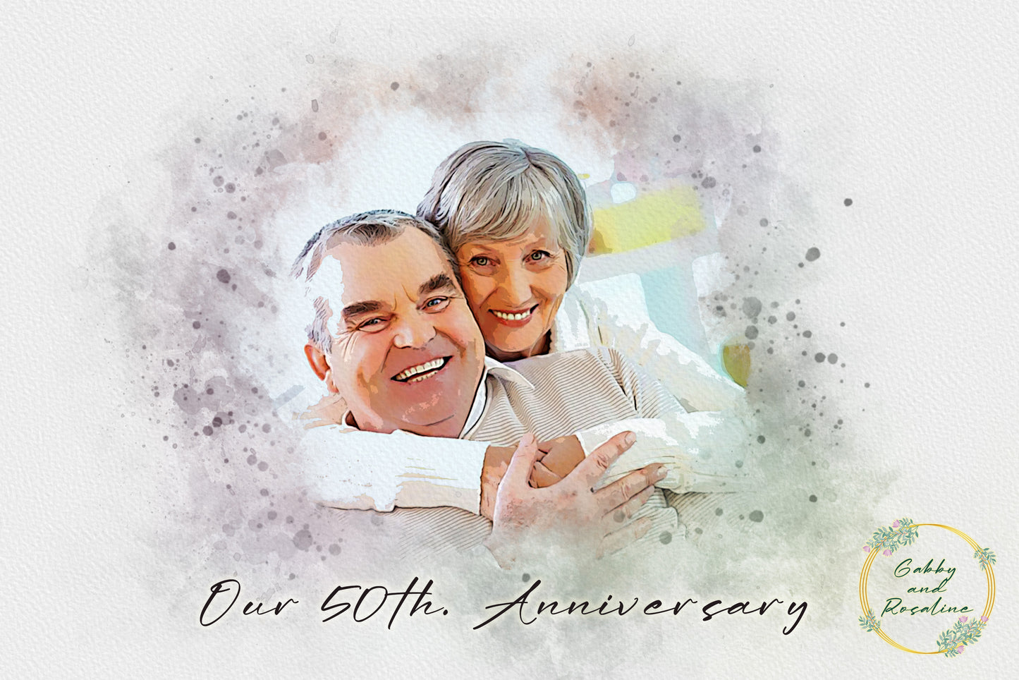 Personalized Custom Watercolor Effect from Photo - Couples